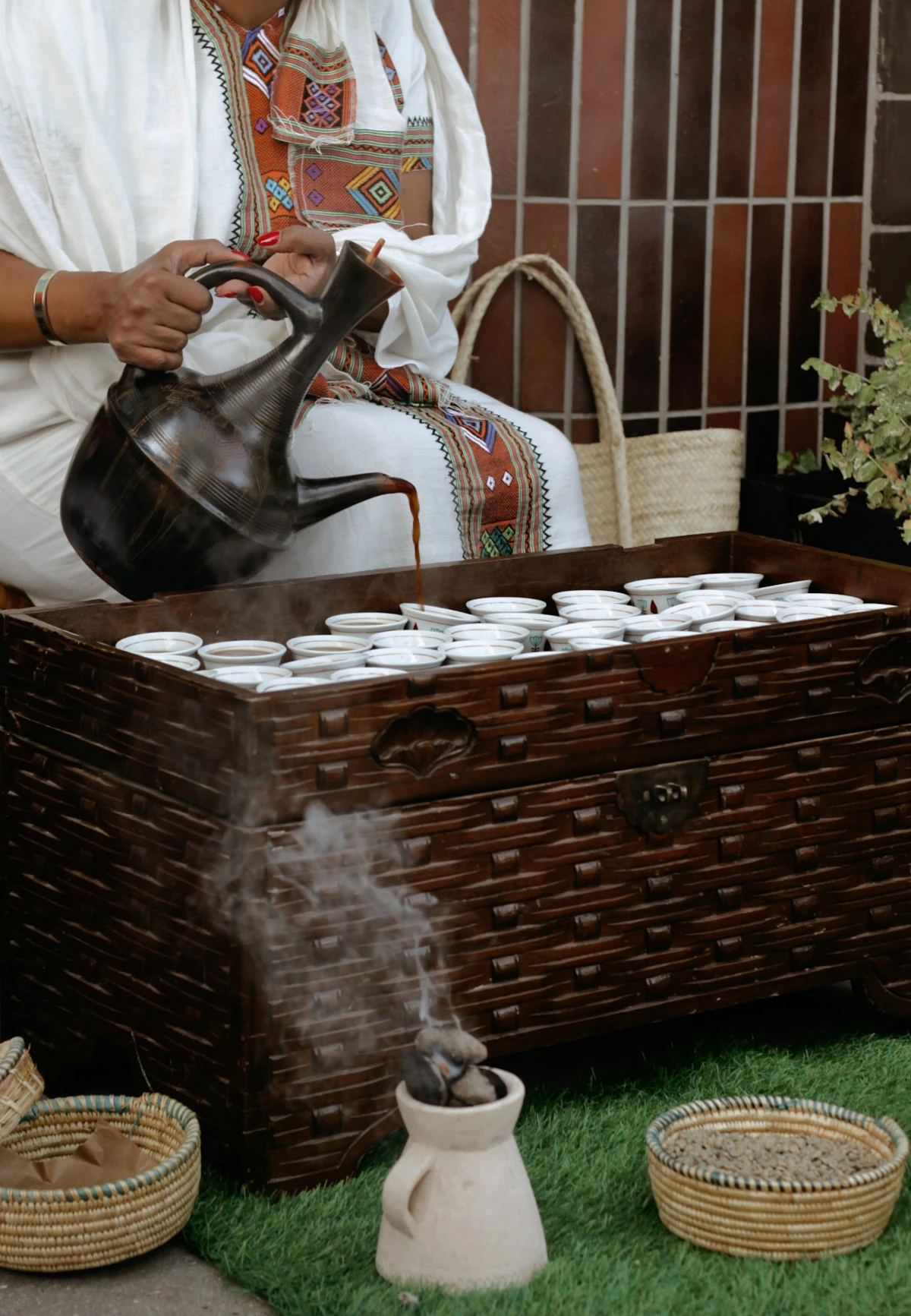 Traditional Ethiopian coffee ceremony
