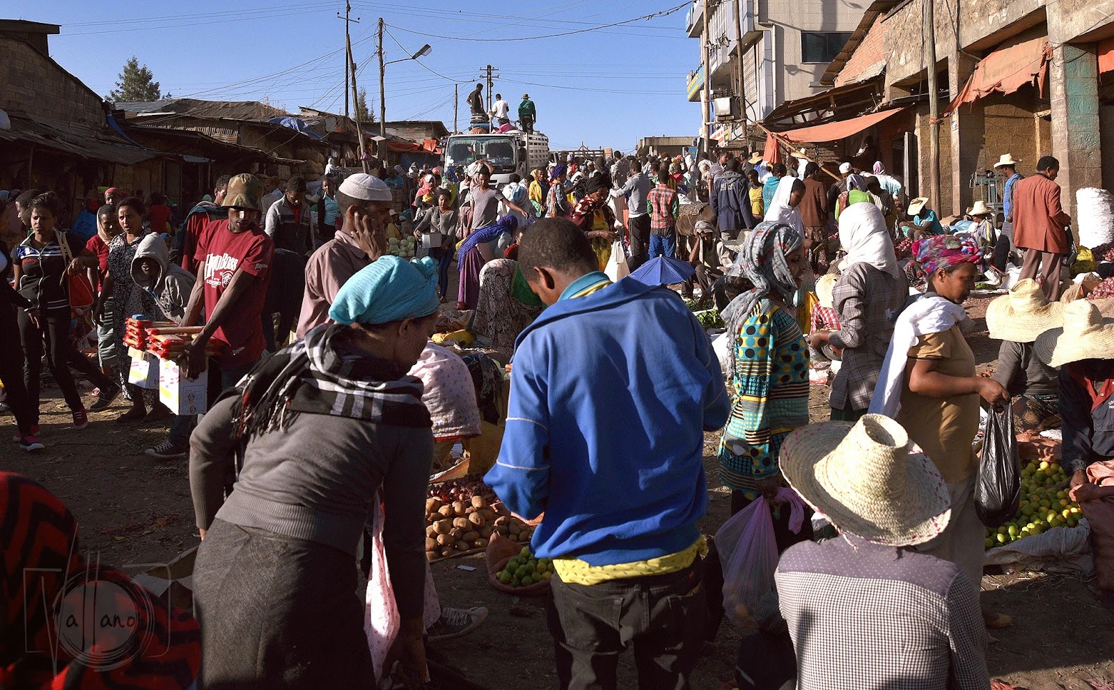 Colorful market stalls